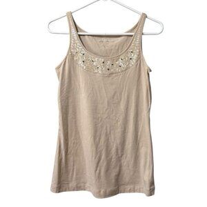 Eddie Bauer Women Tank Top Size Small Sleeveless Sequins Stretch Cotton Blend